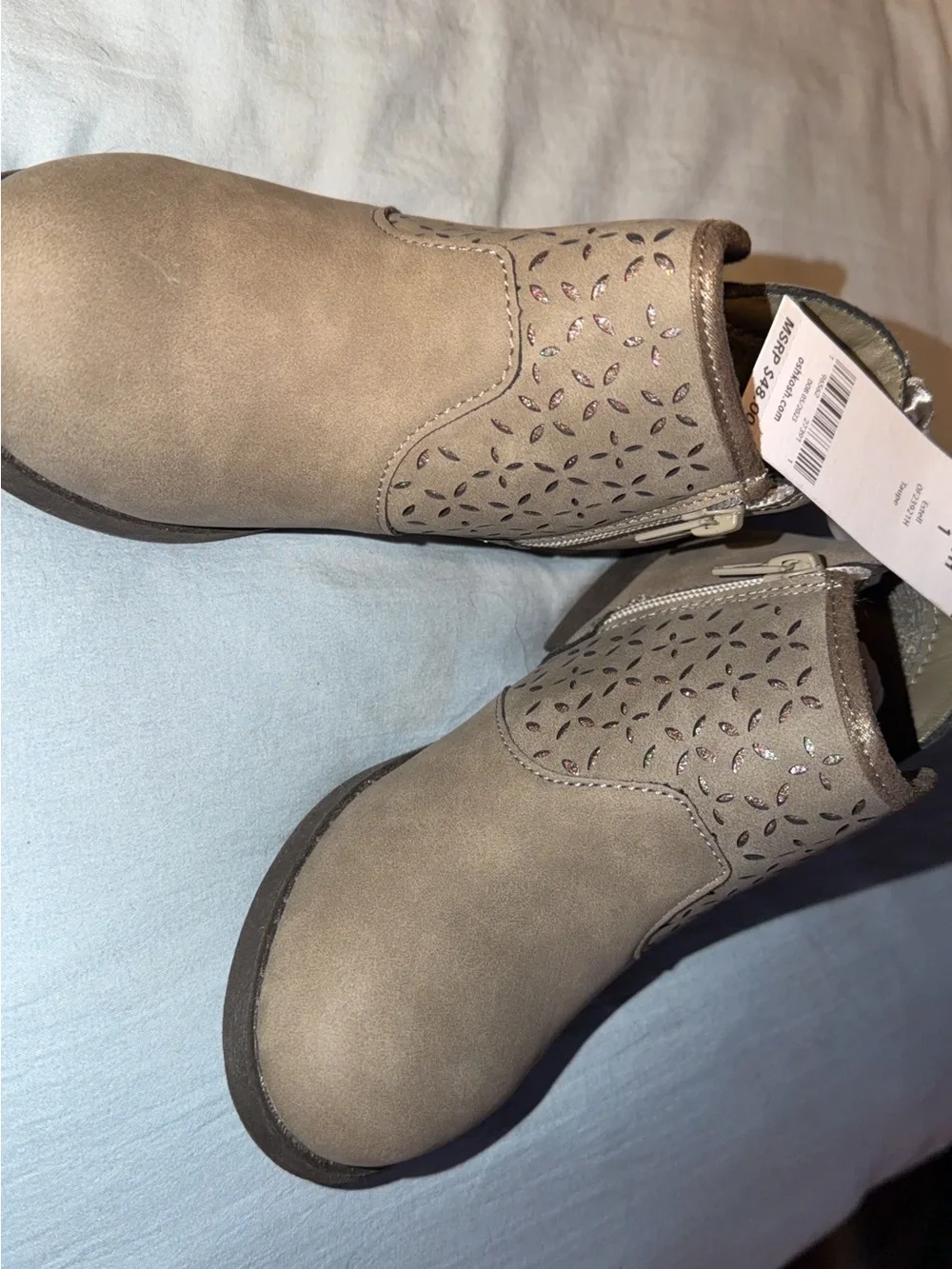 OshKosh B'gosh Taupe Ankle Boots with Cutout Detail
